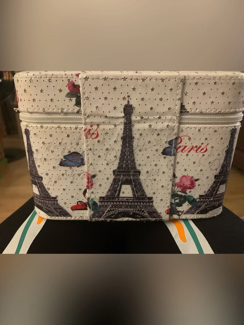 Paris Eiffel Tower Cosmetic Train Case - White